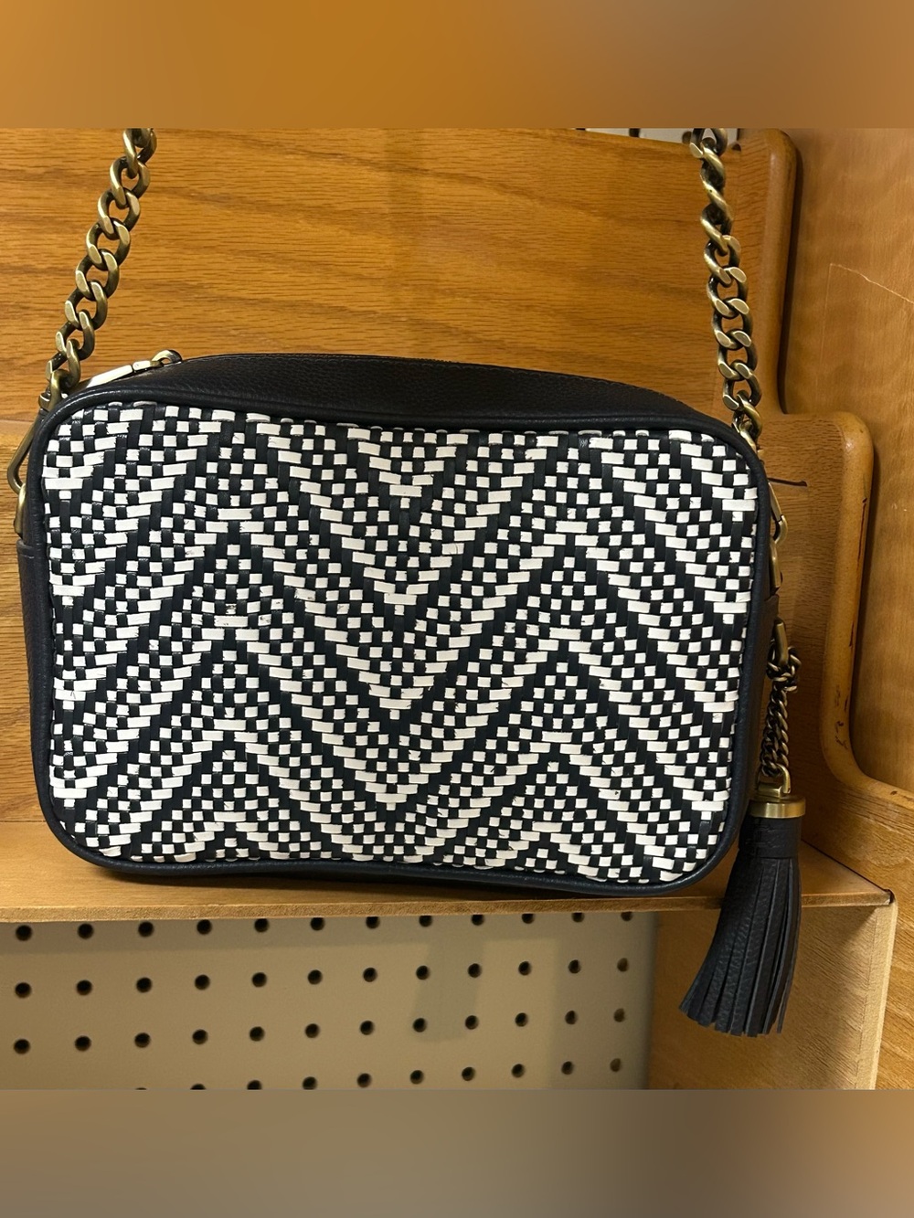 Michael Kors Ginny Medium Woven Leather Camera Bag